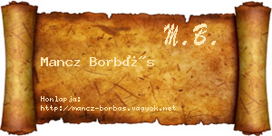 Mancz Borbás névjegykártya